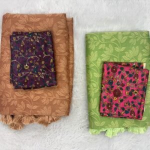 Premium Rayon Silk Floral Jacquard Saree with Printed Blouse