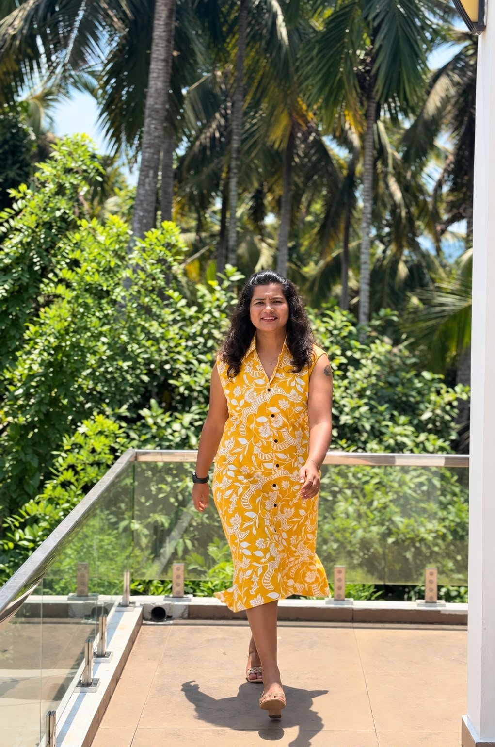 MARIGOLD Premium Quality Yellow Floral Cotton Midi Kurthi