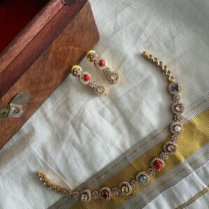 Trendy Jiya Multi-Color Stone Necklace Set - 744939AB