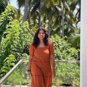 Elegant Rust Orange Cotton Square Neck Midi Frock Dress